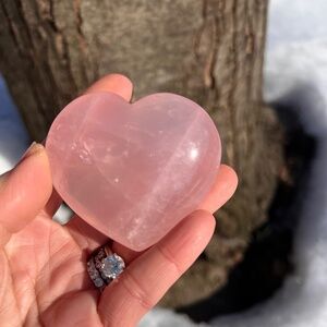 Rose (2) quartz with starlight heart with stand | crystal